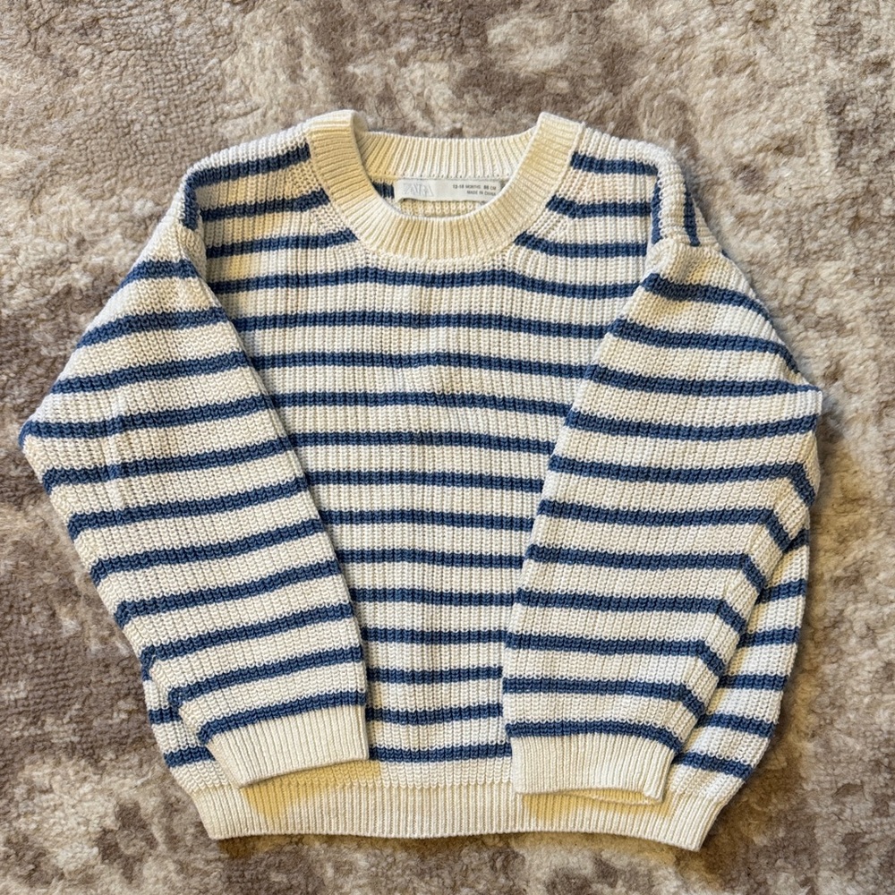 Zara Baby Striped Sweater - Blue and Cream 100% cotton